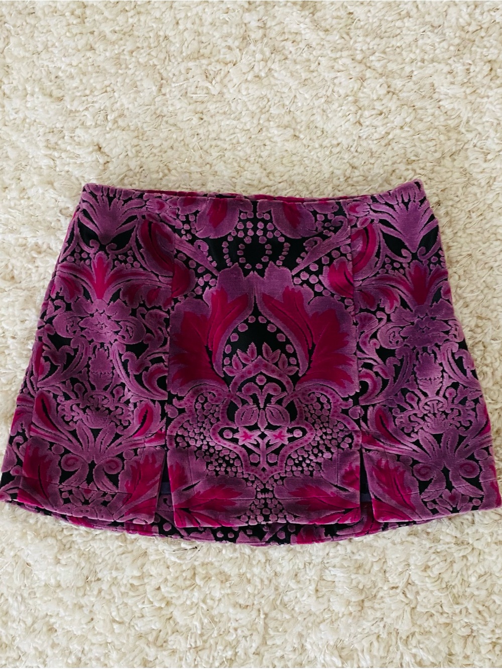 Anna Sui x Free People Purple Velvet Damask Block Party Mini Skirt